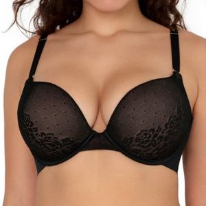 Secret Treasures Women's Back Smoothing Lace Push Up Bra, Black Size 36DD New